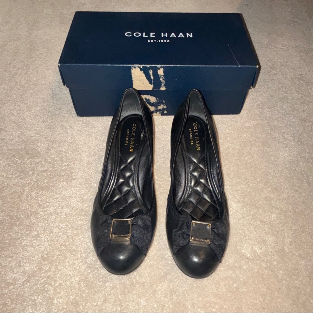 Cole Haan Women's Black Buckle Wedge Flats